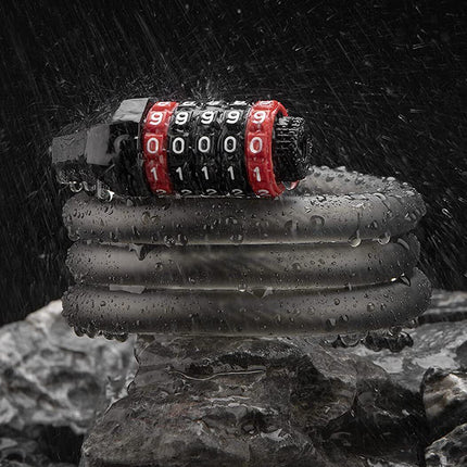 ROCKBROS Bicycle lock, 5-digit combination lock, 1.8 m rope - black – image 3