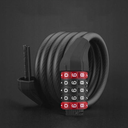 ROCKBROS Bicycle lock, 5-digit combination lock, 1.8 m rope - black – image 8
