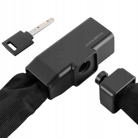 ROCKBROS Bicycle lock, thick chain, covered, lock with key, 0.97 m - black