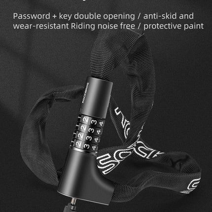 ROCKBROS Bicycle lock, two locks with combination and key, 0.95 m - black – image 11