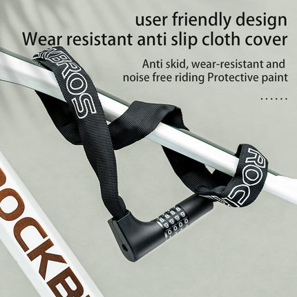 ROCKBROS Bicycle lock, two locks with combination and key, 0.95 m - black – image 4