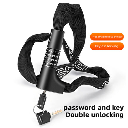 ROCKBROS Bicycle lock, two locks with combination and key, 0.95 m - black – image 5