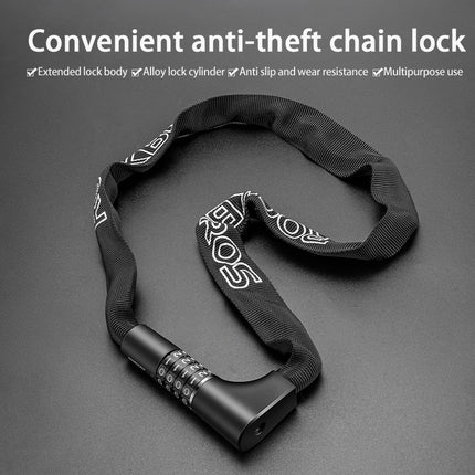 ROCKBROS Bicycle lock, two locks with combination and key, 0.95 m - black – image 7