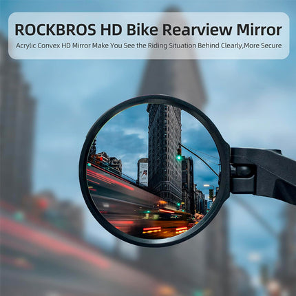 ROCKBROS Round left rear-view bicycle mirror - black – image 2