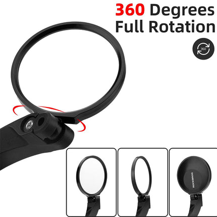 ROCKBROS Round left rear-view bicycle mirror - black – image 3