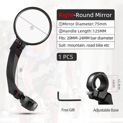 ROCKBROS Right round rear-view bicycle mirror - black – image 2