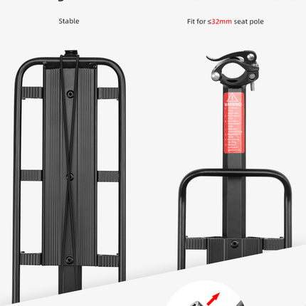 ROCKBROS Durable bicycle rack with shelf, saddle function and black LED rear light – image 9