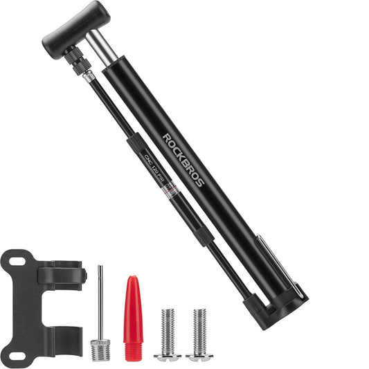ROCKBROS 8 bar floor bicycle and ball pump with frame holder - black