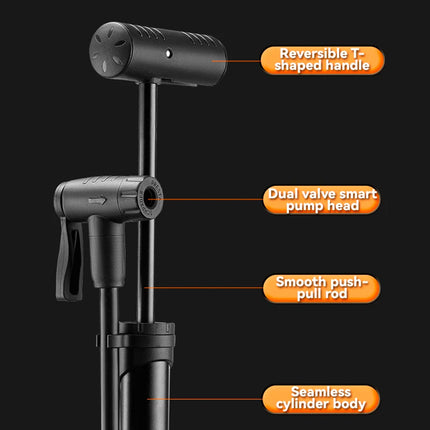 ROCKBROS Hand bicycle pump with 8 bar pressure gauge - black – image 5