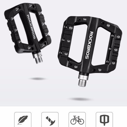 ROCKBROS Set of anti-slip MTB bicycle pedals, nylon and black steel – image 2