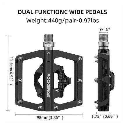 ROCKBROS Set of MTB bicycle pedals with Shimano SPD clips - black – image 5