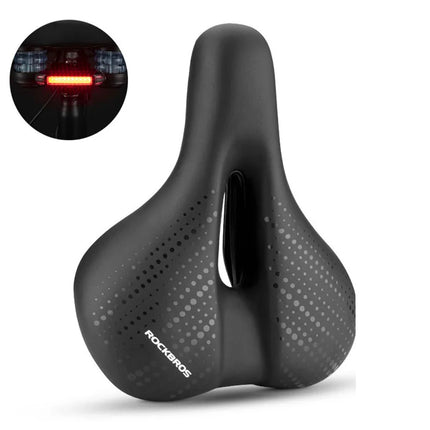 ROCKBROS MTB bicycle saddle with shock absorbers, waterproof + LED light - black