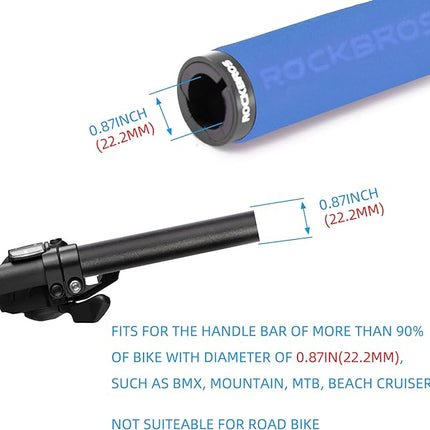 ROCKBROS Bicycle handlebar grips, blue and black sponge grips – image 3