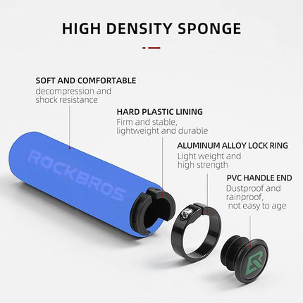 ROCKBROS Bicycle handlebar grips, blue and black sponge grips – image 4