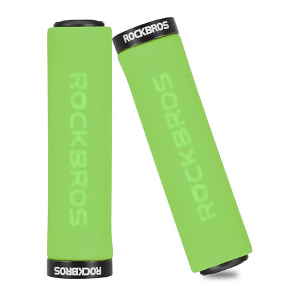 ROCKBROS Bicycle handlebar grips, green and black sponge grips