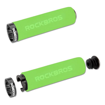 ROCKBROS Bicycle handlebar grips, green and black sponge grips – image 2