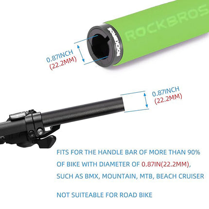 ROCKBROS Bicycle handlebar grips, green and black sponge grips – image 3