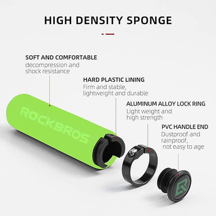 ROCKBROS Bicycle handlebar grips, green and black sponge grips – image 4