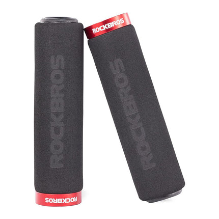 ROCKBROS Bicycle handlebar grips, black and red sponge grips
