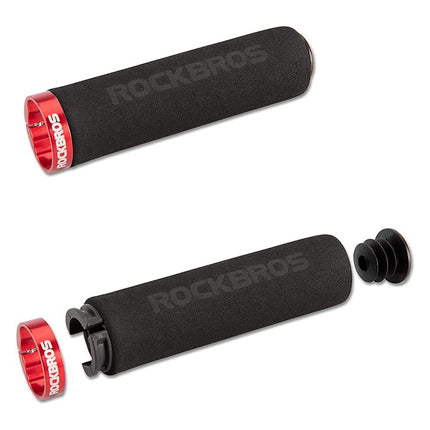 ROCKBROS Bicycle handlebar grips, black and red sponge grips – image 2