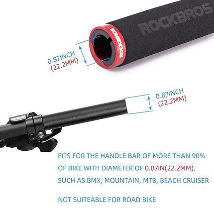 ROCKBROS Bicycle handlebar grips, black and red sponge grips – image 4