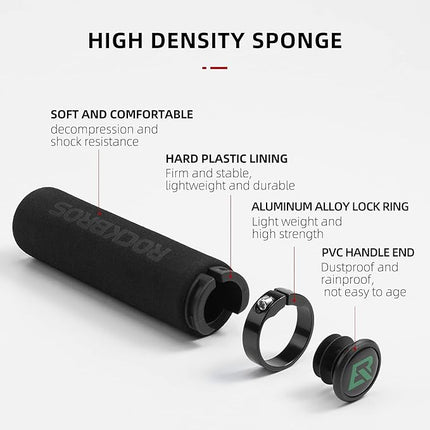ROCKBROS Bicycle handlebar grips, black sponge grips – image 3