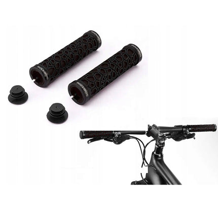 ROCKBROS Bicycle grips, grips made of rubber, dia. 22mm black – image 2