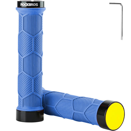 ROCKBROS Hand grips, TPR bicycle grips with reflectors - blue