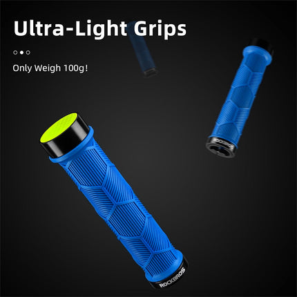 ROCKBROS Hand grips, TPR bicycle grips with reflectors - blue – image 3