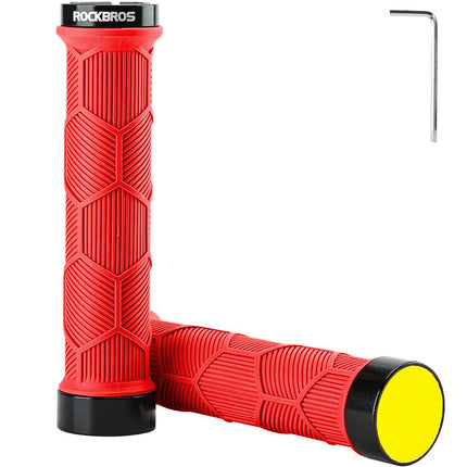 ROCKBROS Hand grips, TPR bicycle grips with reflectors - red