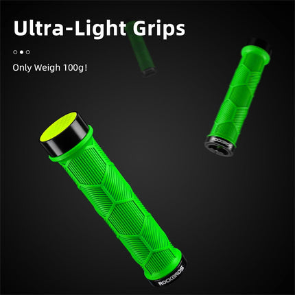 ROCKBROS Hand grips, TPR bicycle grips with reflectors - green – image 3