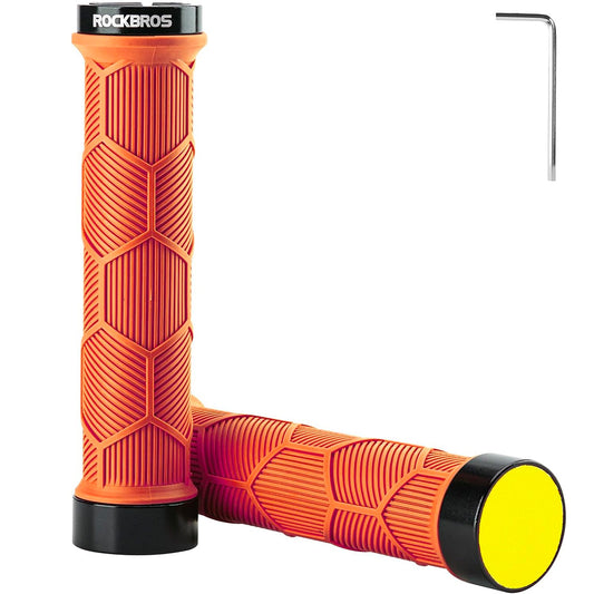 ROCKBROS Hand grips, TPR bicycle grips with reflectors - orange