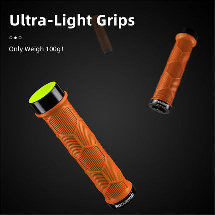 ROCKBROS Hand grips, TPR bicycle grips with reflectors - orange – image 4