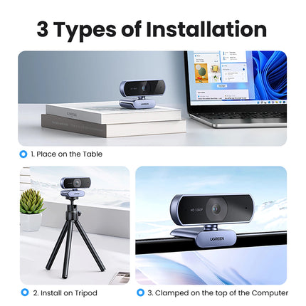 UGREEN Full HD webcam with microphones for Video USB-A recordings - gray – image 10