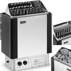 UNIPRODO Electric sauna stove with 9-13 m3 integrated control to 110C 400 V 9 kW silver and black