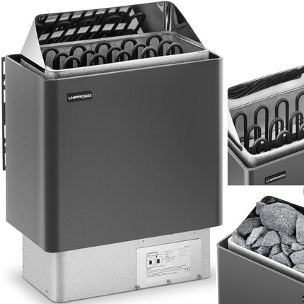UNIPRODO Electric sauna oven 8-12 m3 to 110C 400 V 8 kW black and silver