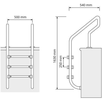 UNIPRODO Ladder for pool stainless steel 3 degrees 1600 mm – image 7