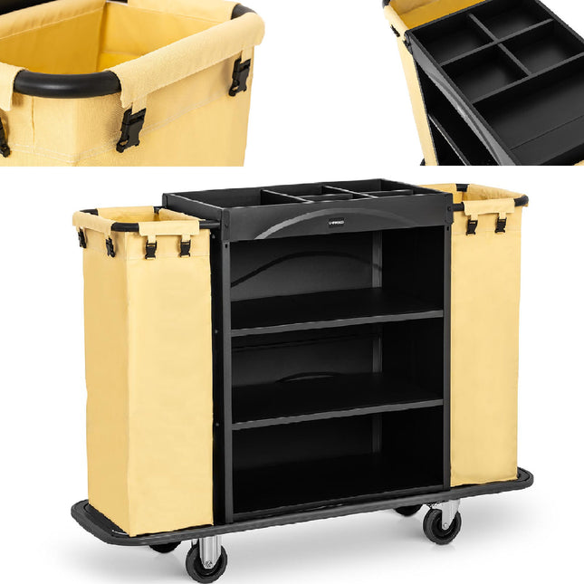 UNIPRODO Hotel service cart for cleaning 2 bags 3 shelves up to 150 kg
