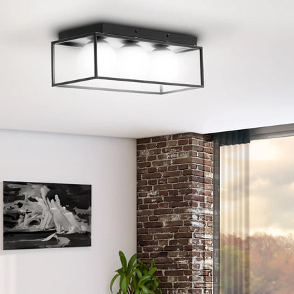 UNIPRODO Modern 3-point E9 ceiling lamp - glass balls in a frame – image 4