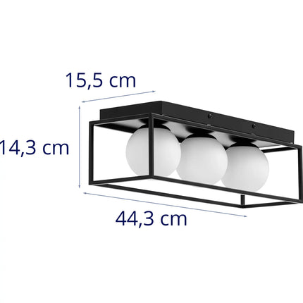 UNIPRODO Modern 3-point E9 ceiling lamp - glass balls in a frame – image 6
