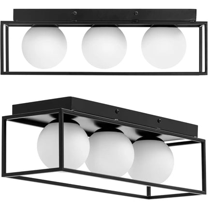 UNIPRODO Modern 3-point E9 ceiling lamp - glass balls in a frame