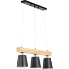 UNIPRODO 3-point E27 hanging ceiling lamp - wooden beam