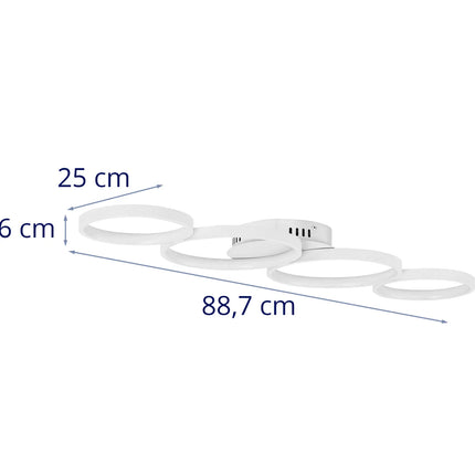 UNIPRODO Modern LED ceiling lamp with remote control - 4 white circles – image 7