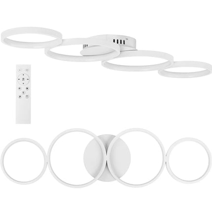 UNIPRODO Modern LED ceiling lamp with remote control - 4 white circles