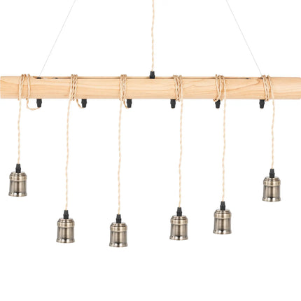 UNIPRODO LOFT hanging ceiling lamp, 6 points E27 - wooden beam – image 2