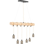 UNIPRODO LOFT hanging ceiling lamp, 6 points E27 - wooden beam