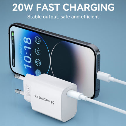 WOZINSKY 20W USB-C 100-240V wall charger, white – image 9