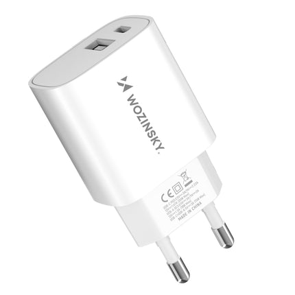 WOZINSKY 20W USB-A USB-C 100-240V wall charger, white – image 3