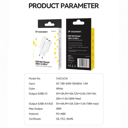 WOZINSKY Mains charger 100-240V 30W 2.4A 2x USB-A white – image 16