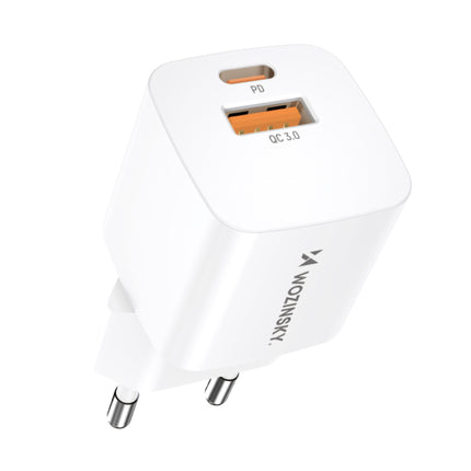 WOZINSKY PD QC 3.0 mains charger 100-240V 20W USB-C USB-A white